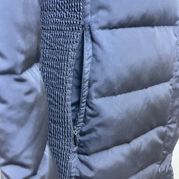 Express Women Black Polyester Puffer Belted Coat Full-Length Pockets Warm Sz S - Picture 6 of 9